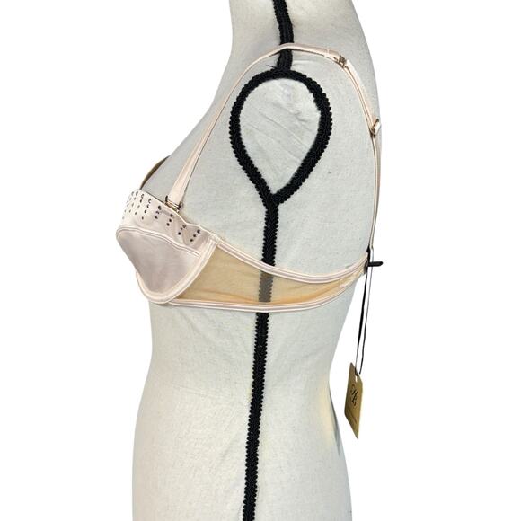 Honey Birdette SZ 34C Crystal Champagne Bra Underwire Demi Satin Adjustable New - Picture 8 of 12